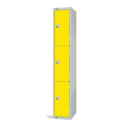 Compartment Locker, 3 Doors, Yellow, 1800 x 300 x 300mm