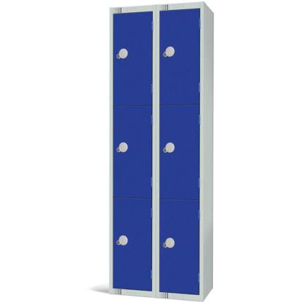 Compartment Locker, 6 Doors, Blue, 1800 x 600 x 300mm, Nest of 2