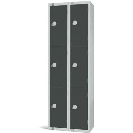 Compartment Locker, 6 Doors, Dark Grey, 1800 x 600 x 300mm, Nest of 2