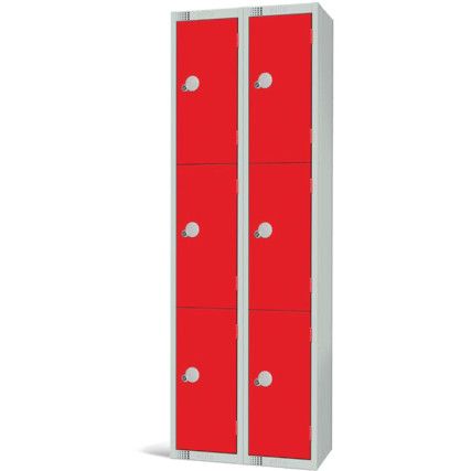 Compartment Locker, 6 Doors, Red, 1800 x 600 x 300mm, Nest of 2