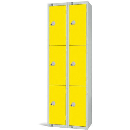 Compartment Locker, 6 Doors, Yellow, 1800 x 600 x 300mm, Nest of 2