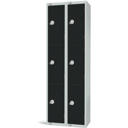 Compartment Locker, 6 Doors, Black, 1800 x 600 x 300mm, Nest of 2