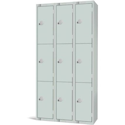 Compartment Locker, 9 Doors, Mid Grey, 1800 x 300 x 300mm, Nest of 3