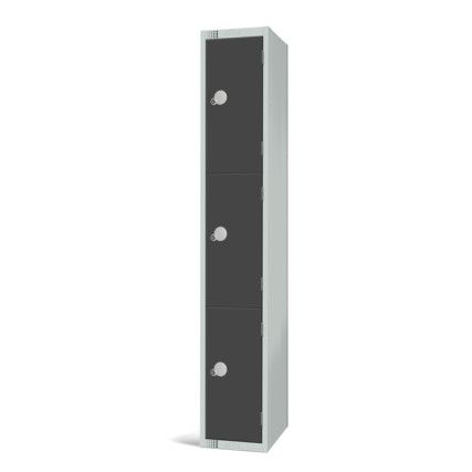 Compartment Locker, 3 Doors, Dark Grey, 1800 x 300 x 450mm