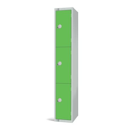 Compartment Locker, 3 Doors, Green, 1800 x 300 x 450mm