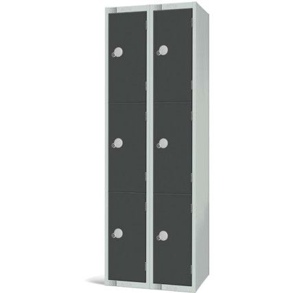 Compartment Locker, 6 Doors, Dark Grey, 1800 x 600 x 450mm, Nest of 2