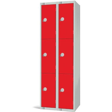 Compartment Locker, 6 Doors, Red, 1800 x 600 x 450mm, Nest of 2