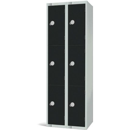 Compartment Locker, 6 Doors, Black, 1800 x 600 x 450mm, Nest of 2