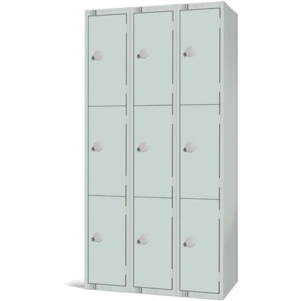 Compartment Locker, 9 Doors, Mid Grey, 1800 x 300 x 450mm, Nest of 3