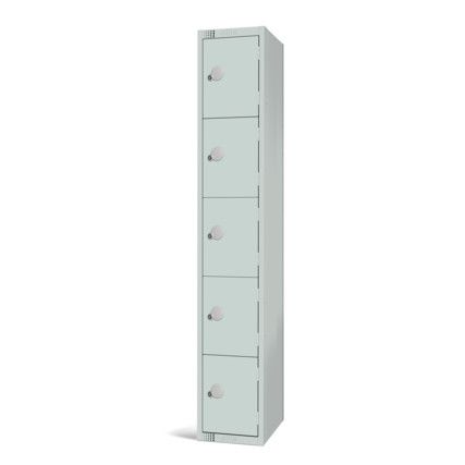 Compartment Locker, 5 Doors, Mid Grey, 1800 x 300 x 300mm