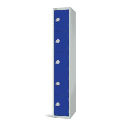 Compartment Locker, 5 Doors, Blue, 1800 x 300 x 300mm