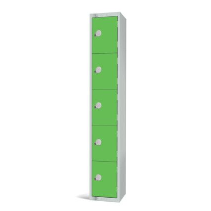 Compartment Locker, 5 Doors, Green, 1800 x 300 x 300mm