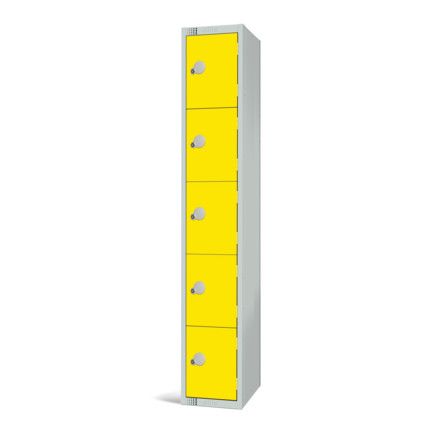 Compartment Locker, 5 Doors, Yellow, 1800 x 300 x 300mm