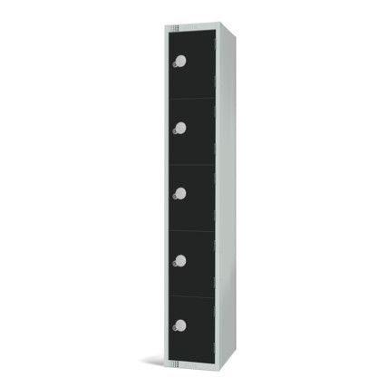 Compartment Locker, 5 Doors, Black, 1800 x 300 x 300mm