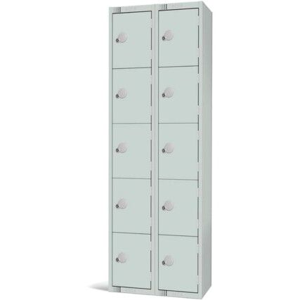 Compartment Locker, 10 Doors, Mid Grey, 1800 x 600 x 300mm, Nest of 2