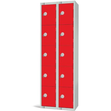 Compartment Locker, 10 Doors, Red, 1800 x 600 x 300mm, Nest of 2