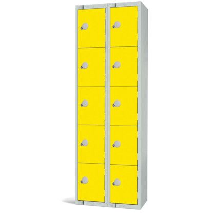 Compartment Locker, 10 Doors, Yellow, 1800 x 600 x 300mm, Nest of 2