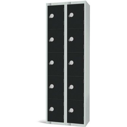 Compartment Locker, 10 Doors, Black, 1800 x 600 x 300mm, Nest of 2