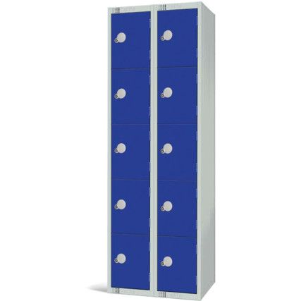 Compartment Locker, 10 Doors, Blue, 1800 x 300 x 450mm, Nest of 2