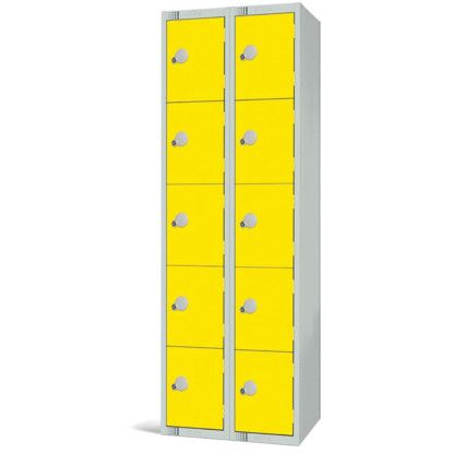 Compartment Locker, 10 Doors, Yellow, 1800 x 600 x 450mm, Nest of 2