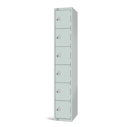 Compartment Locker, 6 Doors, Mid Grey, 1800 x 300 x 300mm