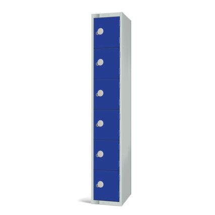 Compartment Locker, 6 Doors, Blue, 1800 x 300 x 300mm