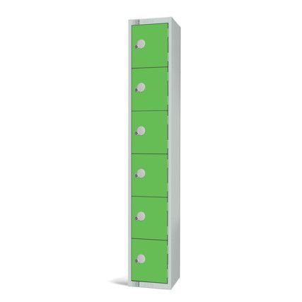 Compartment Locker, 6 Doors, Green, 1800 x 300 x 300mm