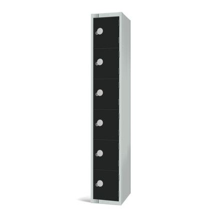 Compartment Locker, 6 Doors, Black, 1800 x 300 x 300mm