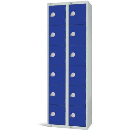 Compartment Locker, 12 Doors, Blue, 1800 x 600 x 300mm, Nest of 2