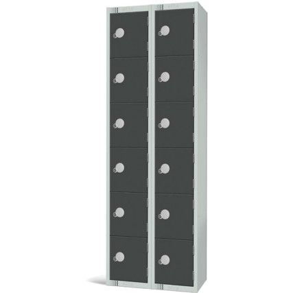 Compartment Locker, 12 Doors, Dark Grey, 1800 x 600 x 300mm, Nest of 2