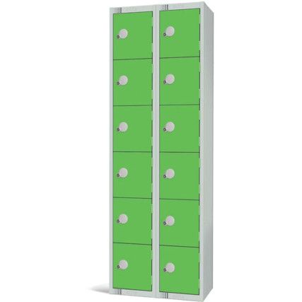 Compartment Locker, 12 Doors, Green, 1800 x 600 x 300mm, Nest of 2