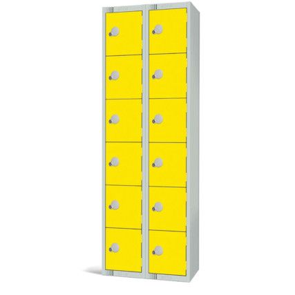 Compartment Locker, 12 Doors, Yellow, 1800 x 600 x 300mm, Nest of 2