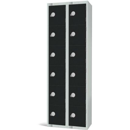 Compartment Locker, 12 Doors, Black, 1800 x 600 x 300mm, Nest of 2