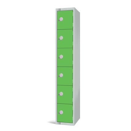 Compartment Locker, 6 Doors, Green, 1800 x 300 x 450mm