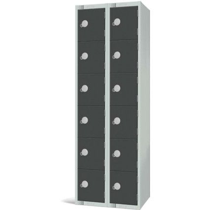 Compartment Locker, 12 Doors, Dark Grey, 1800 x 600 x 450mm, Nest of 2