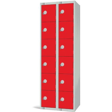 Compartment Locker, 12 Doors, Red, 1800 x 600 x 450mm, Nest of 2