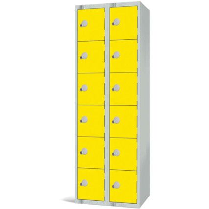 Compartment Locker, 12 Doors, Yellow, 1800 x 600 x 450mm, Nest of 2