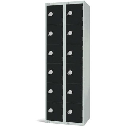 Compartment Locker, 12 Doors, Black, 1800 x 600 x 450mm, Nest of 2