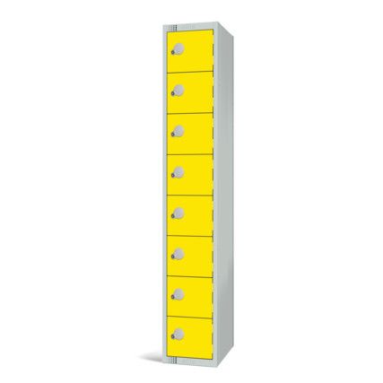 Compartment Locker, 8 Doors, Yellow, 1800 x 300 x 300mm