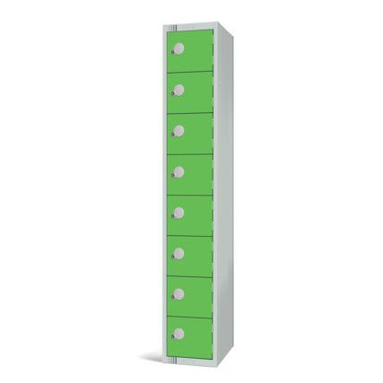 Compartment Locker, 8 Doors, Green, 1800 x 300 x 450mm