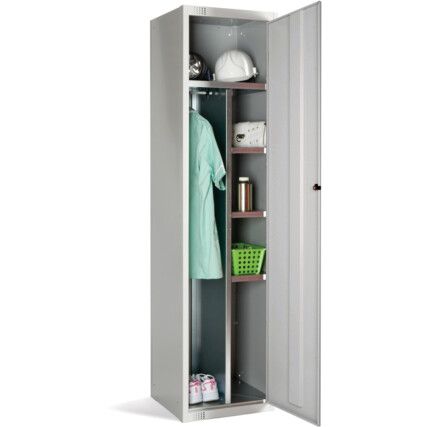 Workwear Locker, Single Door, Mid Grey, 1800 x 450 x 450mm