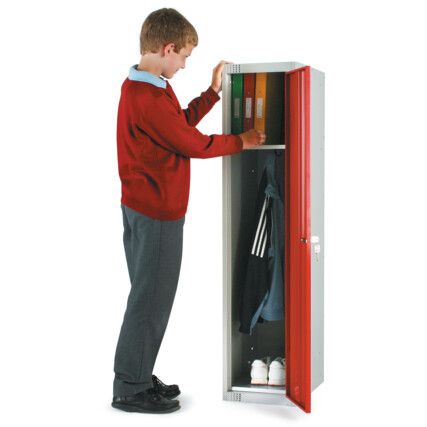 Low Height Locker, Single Door, Red, 1370 x 300 x 300mm