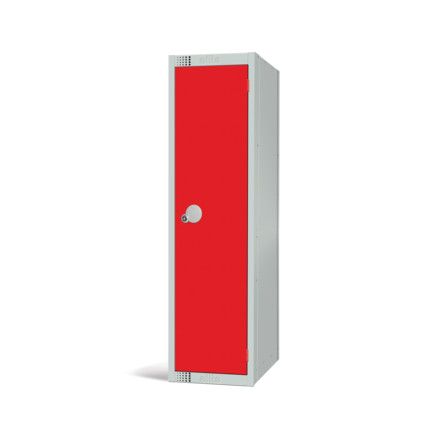 Low Height Locker, Single Door, Red, 1370 x 300 x 450mm