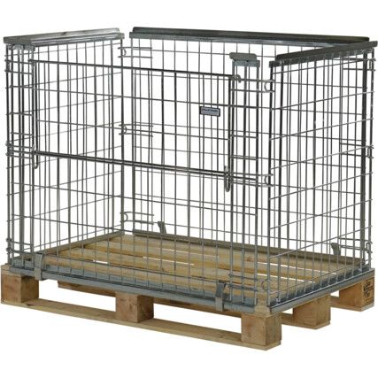 PALLET RETENTION CAGE WITH HALF DROP GATE 800X1200X1000