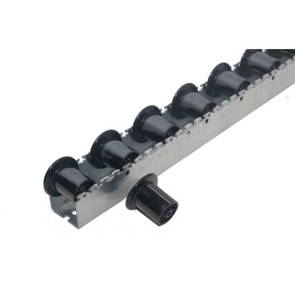 HD FLANGED PLASTIC ROLLER TRACK -2.4M LONG & 72MM PITCH