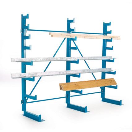 Cantilever Racking, 8 Shelves, 200kg Shelf Capacity, 650mm, Blue