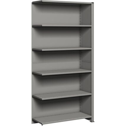 Euro Shelving Extension Bay, 5 Shelves, 135kg Shelf Capacity, 2100mm x 1000mm x 600mm, Grey