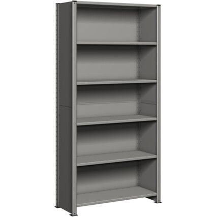 Euro Shelving Extension Bay, 5 Shelves, 135kg Shelf Capacity, 2100mm x 1000mm x 600mm, Grey