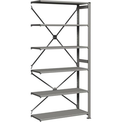 Euro Shelving Extension Bay, 5 Shelves, 160kg Shelf Capacity, 2100mm x 1000mm x 300mm, Grey