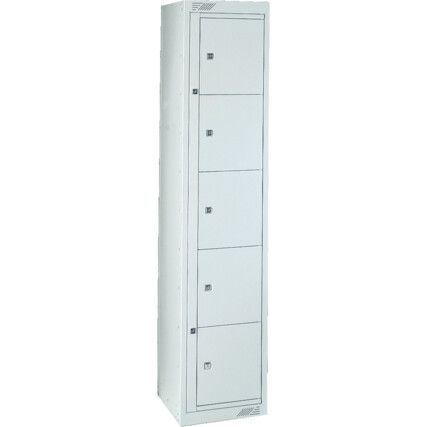 Workwear Locker, 5 Doors, Blue, 1778 x 381 x 457mm